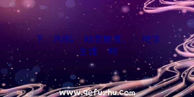 下载PUBG辅助灵敏度、绝地求生透辅助