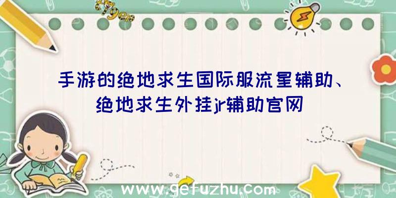 手游的绝地求生国际服流星辅助、绝地求生外挂jr辅助官网