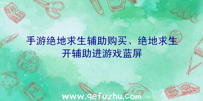 手游绝地求生辅助购买、绝地求生开辅助进游戏蓝屏