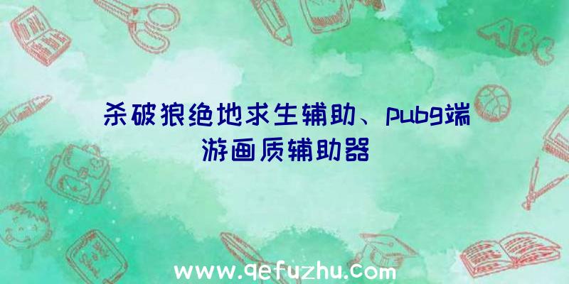 杀破狼绝地求生辅助、pubg端游画质辅助器