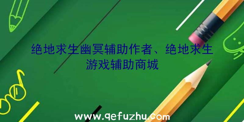 绝地求生幽冥辅助作者、绝地求生游戏辅助商城