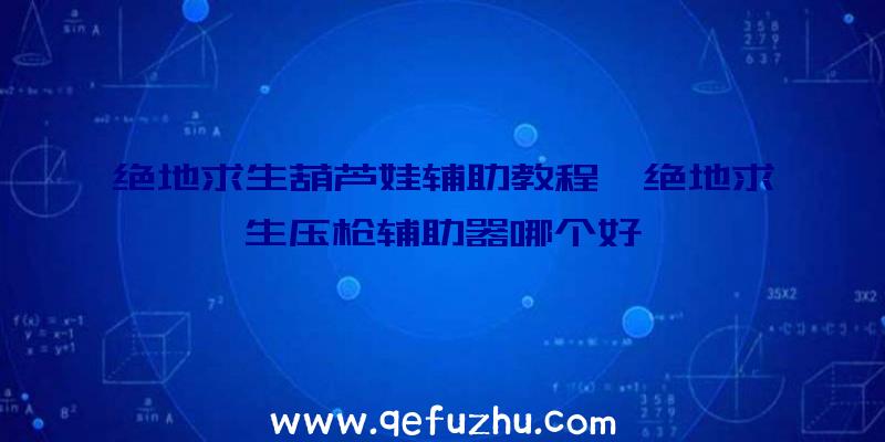 绝地求生葫芦娃辅助教程、绝地求生压枪辅助器哪个好