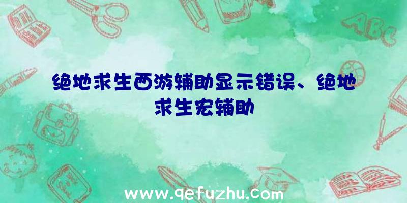 绝地求生西游辅助显示错误、绝地求生宏辅助