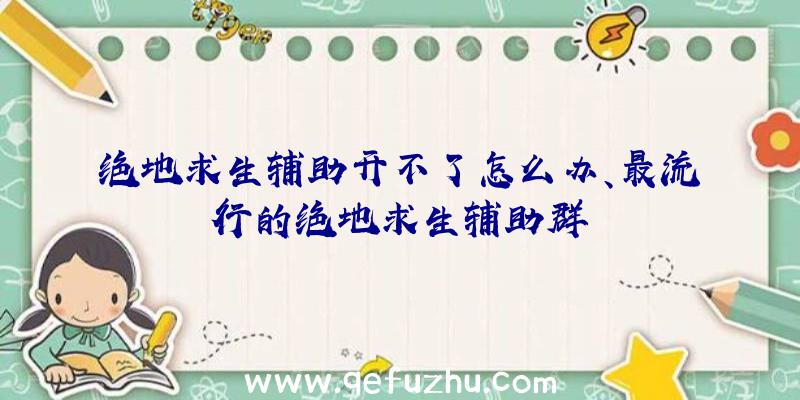 绝地求生辅助开不了怎么办、最流行的绝地求生辅助群