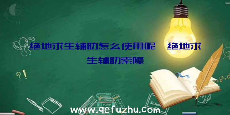 绝地求生辅助怎么使用呢、绝地求生辅助索隆