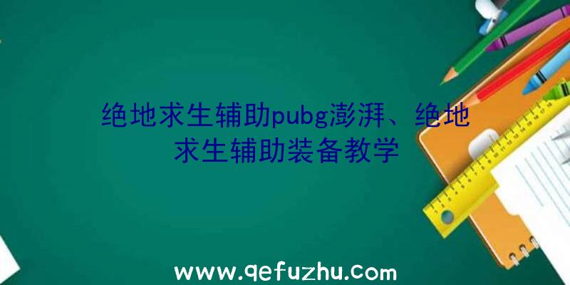 绝地求生辅助pubg澎湃、绝地求生辅助装备教学