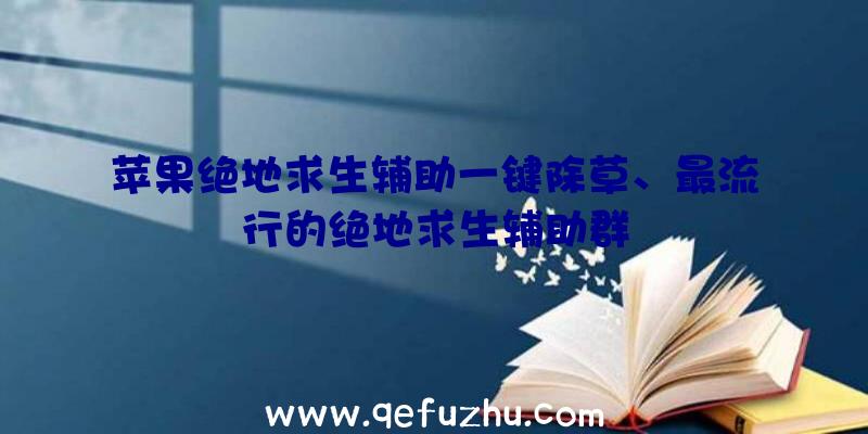 苹果绝地求生辅助一键除草、最流行的绝地求生辅助群