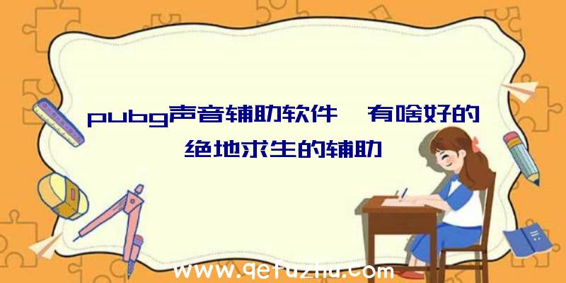 pubg声音辅助软件、有啥好的绝地求生的辅助