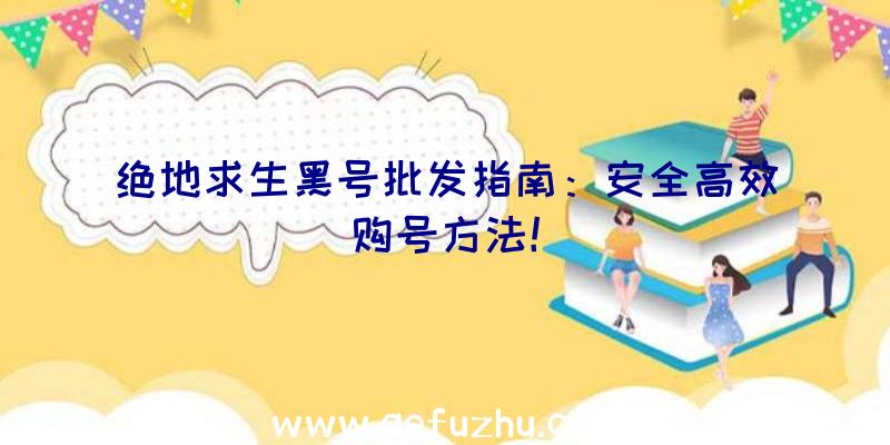 绝地求生黑号批发指南：安全高效购号方法！