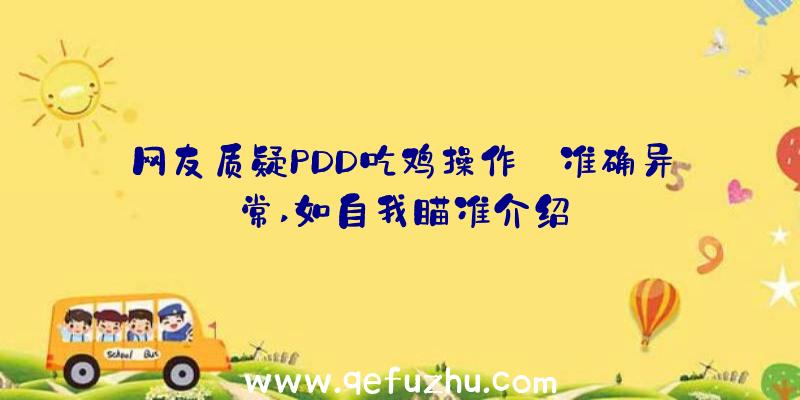 网友质疑PDD吃鸡操作:准确异常,如自我瞄准介绍