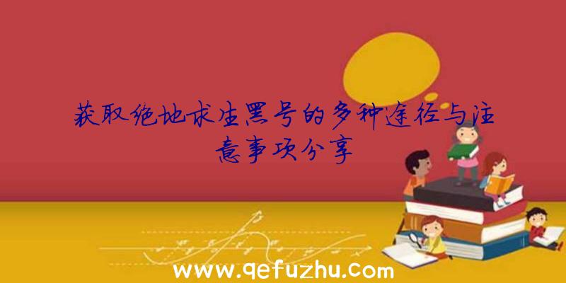 获取绝地求生黑号的多种途径与注意事项分享