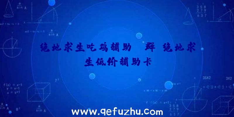 绝地求生吃鸡辅助qq群、绝地求生低价辅助卡