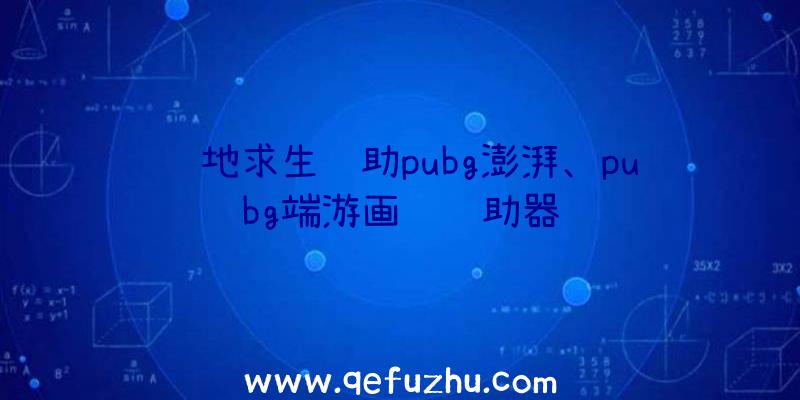 绝地求生辅助pubg澎湃、pubg端游画质辅助器