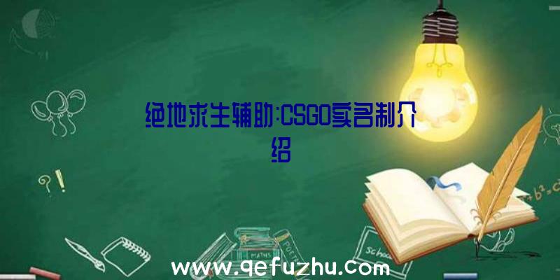 绝地求生辅助:CSGO实名制介绍